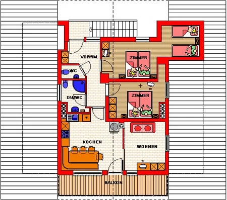 Grundriss der Ferienwohnung für 8 Personen